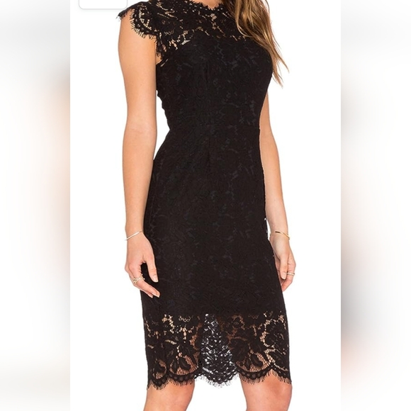 Elegant lace cocktail dress knee length NWT sz 6 to 8, M black - Picture 4 of 4